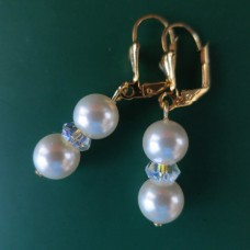 Klasiski pērļu auskariņi ar AB kristāliem